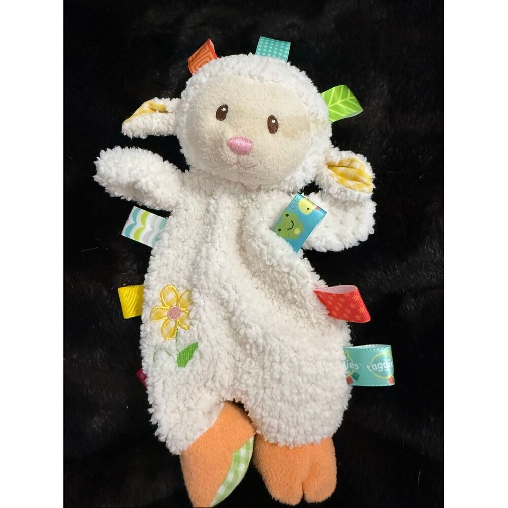 Taggies Mary Meyer Sherbet Lamb Lovey Plush Beanie Stuffed Sheep Baby Toy